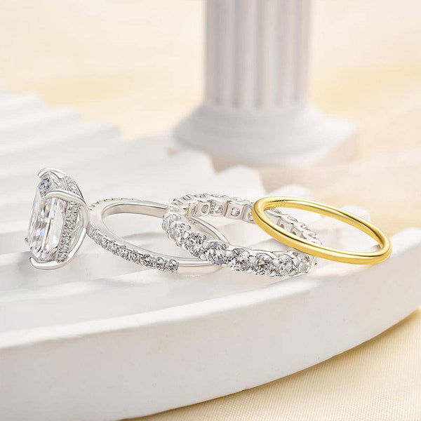 Louily Excellent Radiant Cut 3PC Wedding Ring Set For Women In Sterling Silver