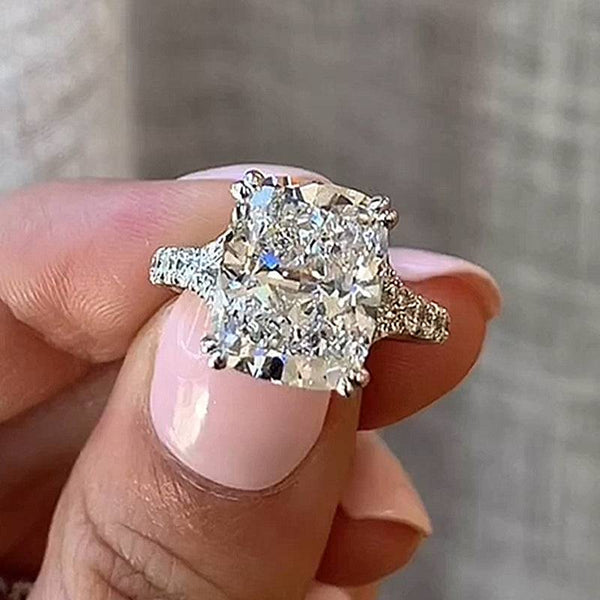 Louily Excellent Split Shank Cushion Cut Engagement Ring