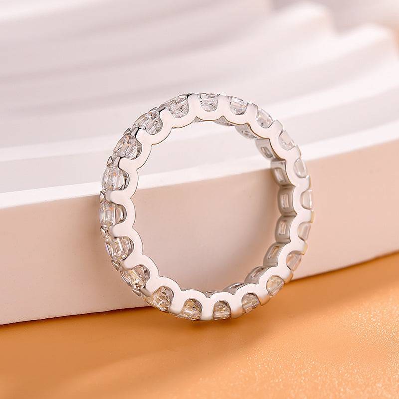 Louily Exclusive Asscher Cut Women's Wedding Band In Sterling Silver - louilyjewelry