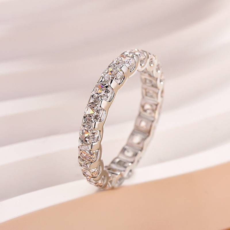 Louily Exclusive Asscher Cut Women's Wedding Band In Sterling Silver - louilyjewelry