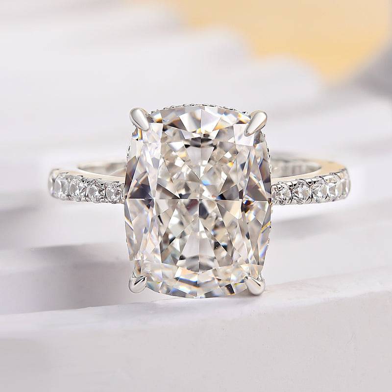 Louily Exclusive Crushed Ice Cushion Cut Engagement Ring For Women In Sterling Silver - louilyjewelry