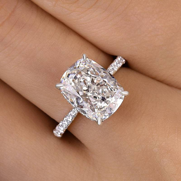 Louily Exclusive Crushed Ice Cushion Cut Engagement Ring For Women In Sterling Silver