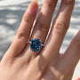 Louily Exclusive Cushion Cut Montana Blue Sapphire Engagement Ring In Sterling Silver - louilyjewelry