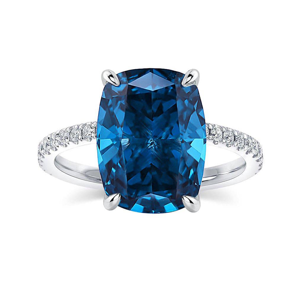 Louily Exclusive Cushion Cut Montana Blue Sapphire Engagement Ring In Sterling Silver - louilyjewelry