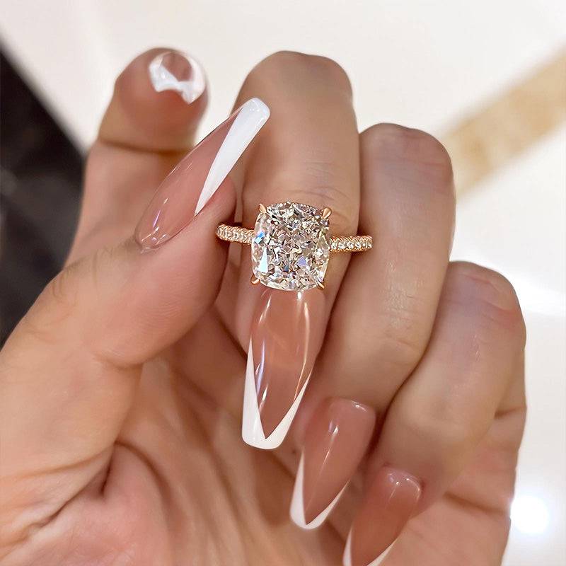 Louily Exclusive Cushion Cut Women's Engagement Ring In Sterling Silver - louilyjewelry