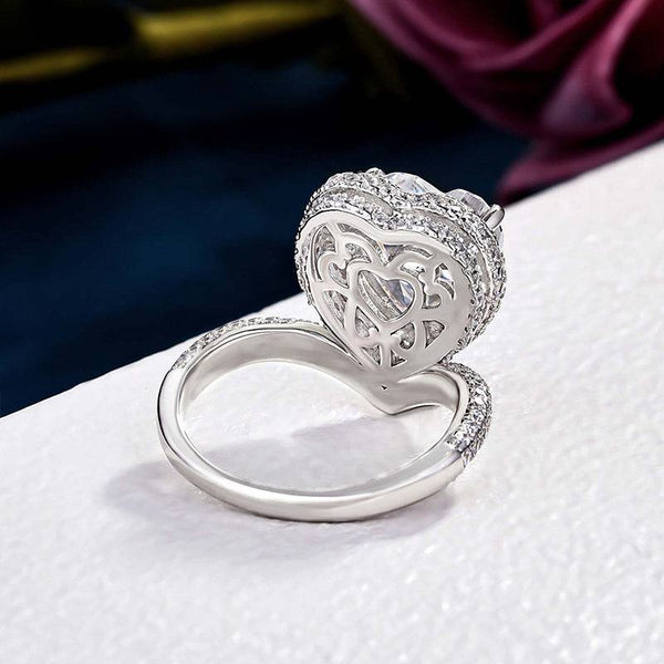 Louily Exclusive Design 3.0 Carat Heart Cut Engagement Ring In Sterling Silver
