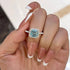 Louily Exclusive Halo Asscher Cut Light Aquamarine Blue Engagement Ring In Sterling Silver - louilyjewelry