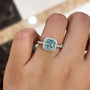 Louily Exclusive Halo Asscher Cut Light Aquamarine Blue Engagement Ring In Sterling Silver - louilyjewelry