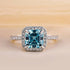 Louily Exclusive Halo Asscher Cut Light Aquamarine Blue Engagement Ring In Sterling Silver - louilyjewelry