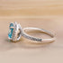 Louily Exclusive Halo Asscher Cut Light Aquamarine Blue Engagement Ring In Sterling Silver - louilyjewelry