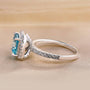 Louily Exclusive Halo Asscher Cut Light Aquamarine Blue Engagement Ring In Sterling Silver - louilyjewelry