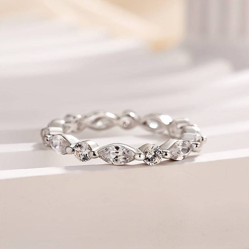 Louily Exclusive Marquise Cut Wedding Band In Sterling Silver - louilyjewelry