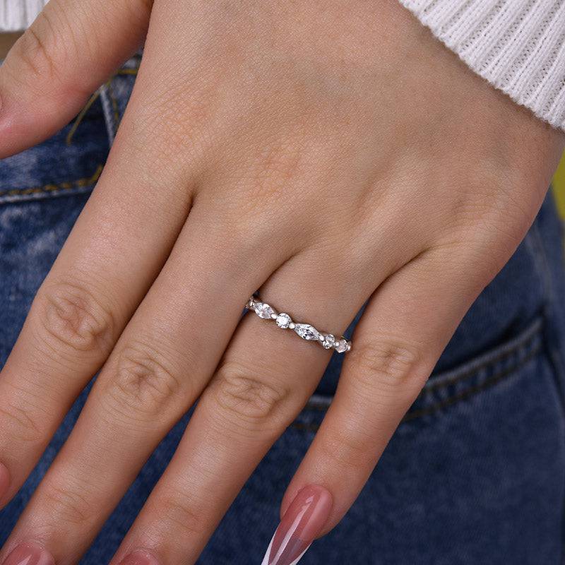 Louily Exclusive Marquise Cut Wedding Band In Sterling Silver - louilyjewelry