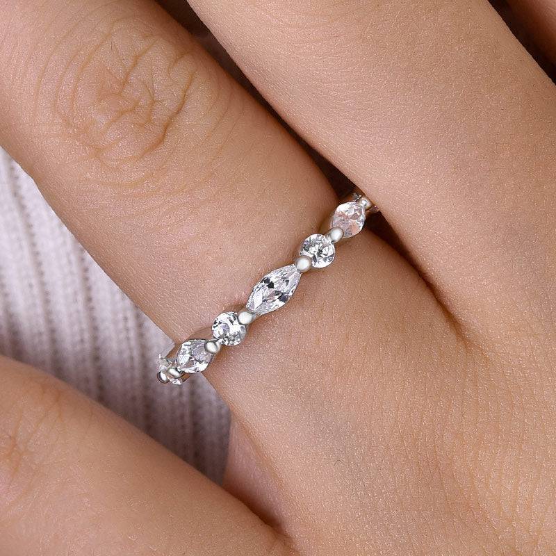 Louily Exclusive Marquise Cut Wedding Band In Sterling Silver - louilyjewelry