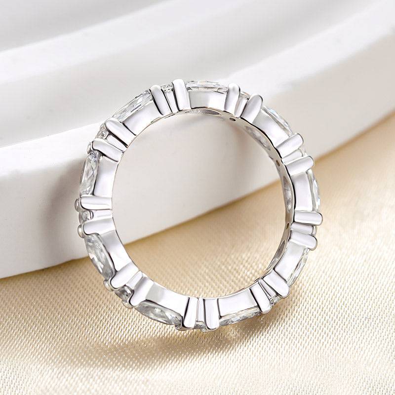 Louily Exclusive Oval Cut Wedding Band For Women In Sterling Silver - louilyjewelry