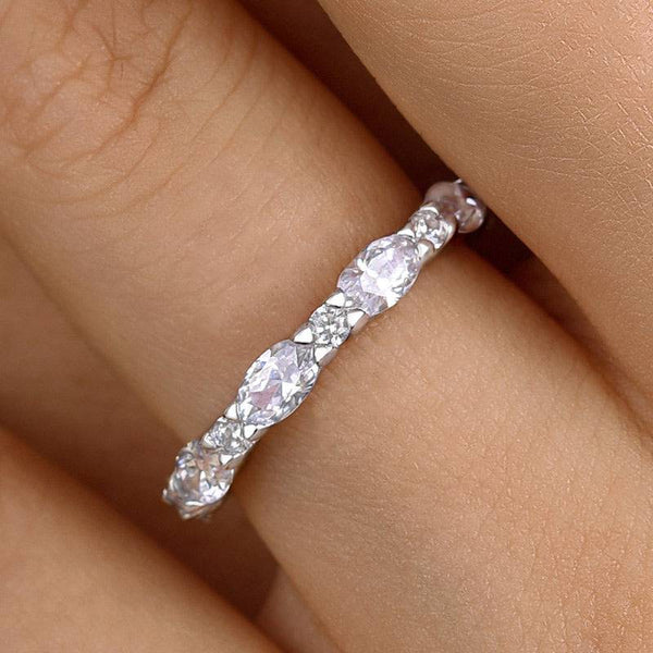 Louily Exclusive Oval Cut Wedding Band For Women In Sterling Silver