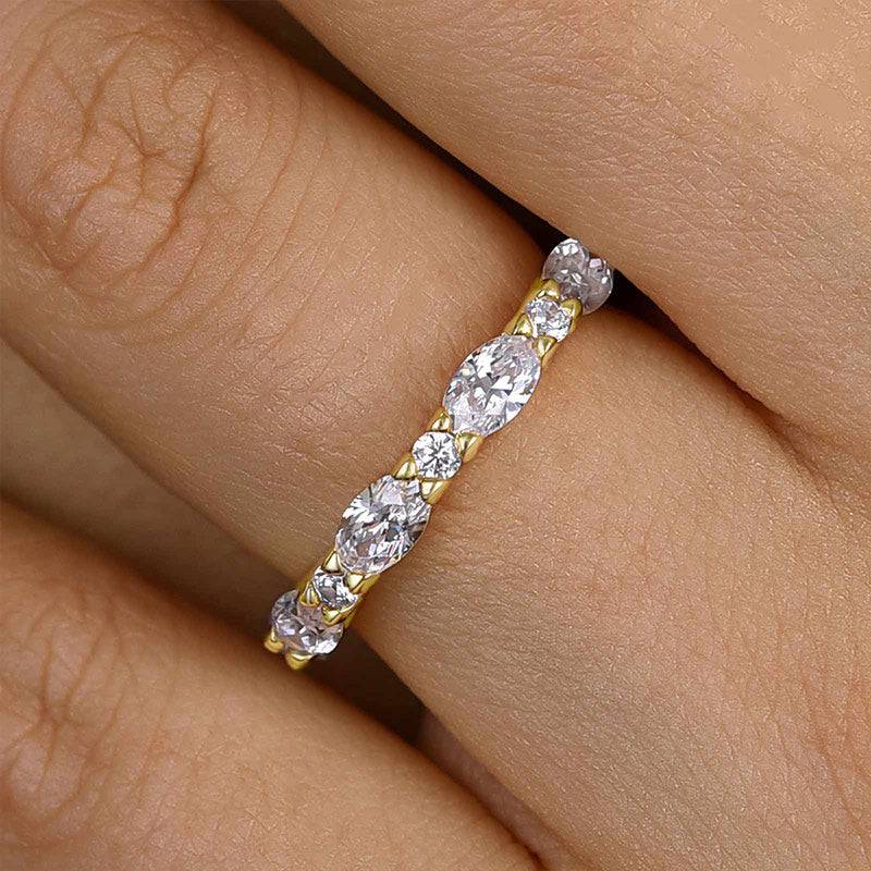 Louily Exclusive Oval Cut Wedding Band For Women In Sterling Silver - louilyjewelry