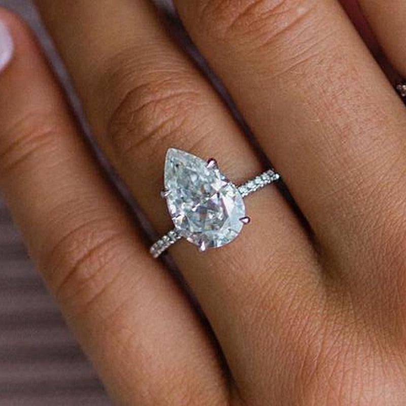 Louily Exclusive Pear Cut Wedding Ring Set For Women In Sterling Silver - louilyjewelry