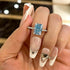 Louily Exclusive Radiant Cut Light Aquamarine Blue Engagement Ring In Sterling Silver - louilyjewelry