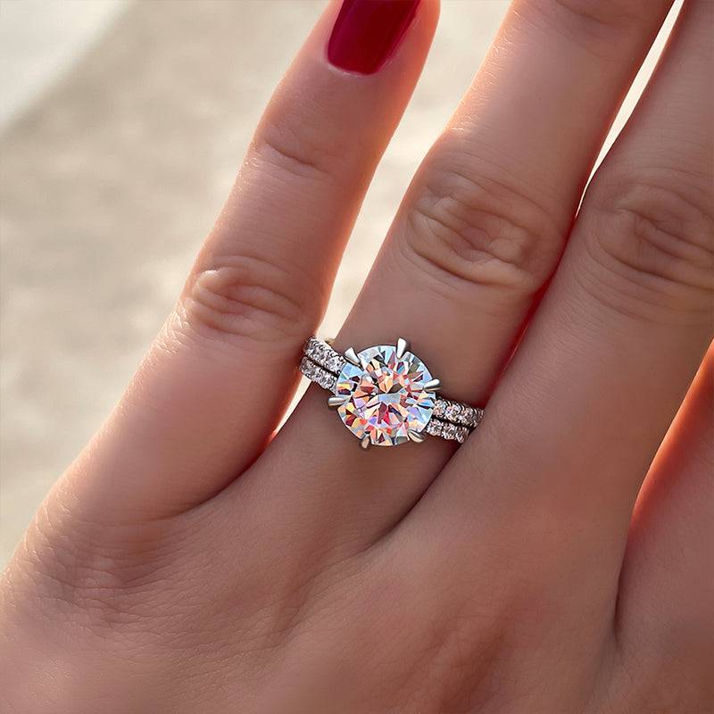 Louily Exclusive Round Cut Simulated Diamond  Wedding Set In Sterling Silver - louilyjewelry