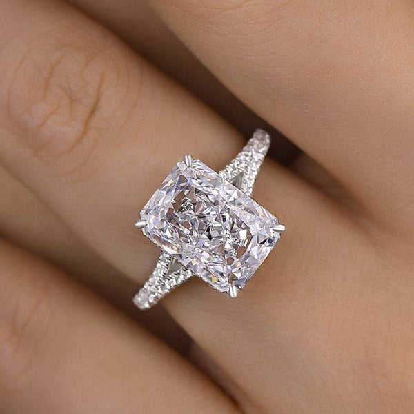 Louily Exclusive Split Shank Radiant Cut Engagement Ring