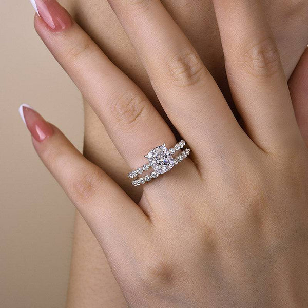 Louily Exquisite 2.0 Carat Cushion Cut Women's Wedding Ring Set In Sterling Silver
