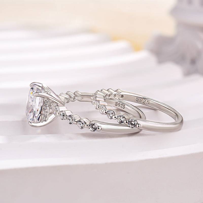 Louily Exquisite 2.0 Carat Cushion Cut Women's Wedding Ring Set In Sterling Silver - louilyjewelry