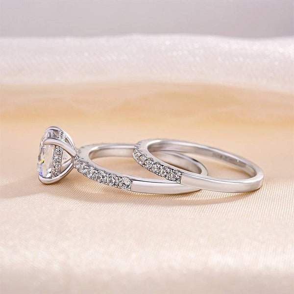 Louily Exquisite Cushion Cut Wedding Ring Set For Women In Sterling Silver
