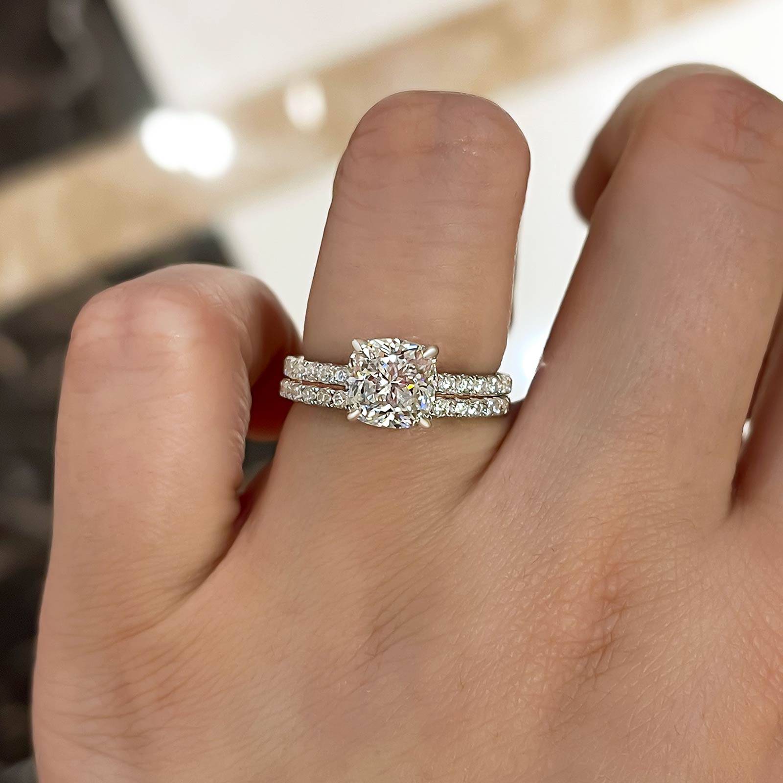 Louily Exquisite Cushion Cut Wedding Ring Set For Women In Sterling Silver - louilyjewelry