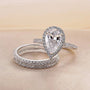 Louily Exquisite Halo Pear Cut 3PC Wedding Ring Set In Sterling Silver - louilyjewelry