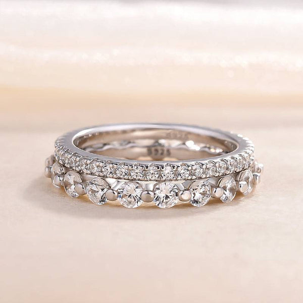 Louily Exquisite Women's Stackable Wedding Band Set In Sterling Silver
