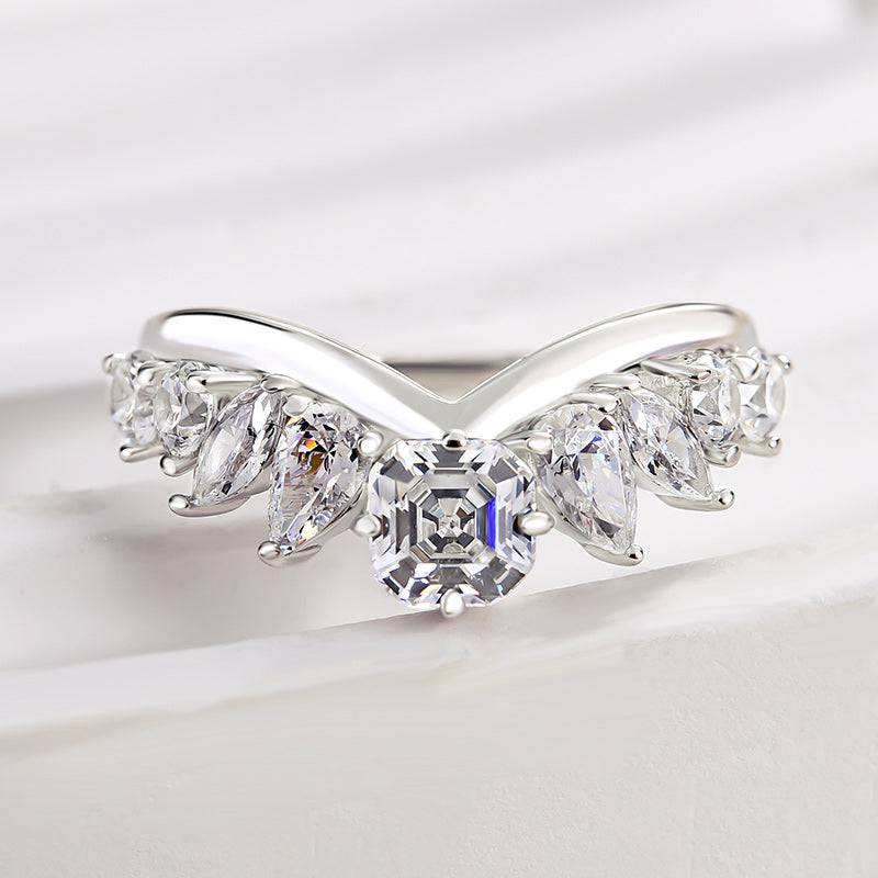 Louily Fashion Design Asscher Cut Wedding Band - louilyjewelry