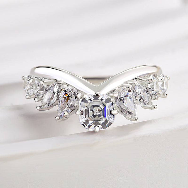 Louily Fashion Design Asscher Cut Wedding Band