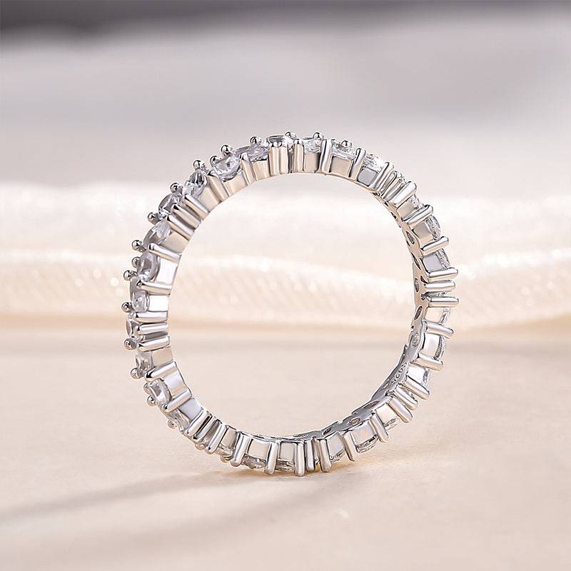 Louily Fashion Design Marquise Cut & Round Cut Wedding Band In Sterling Silver - louilyjewelry