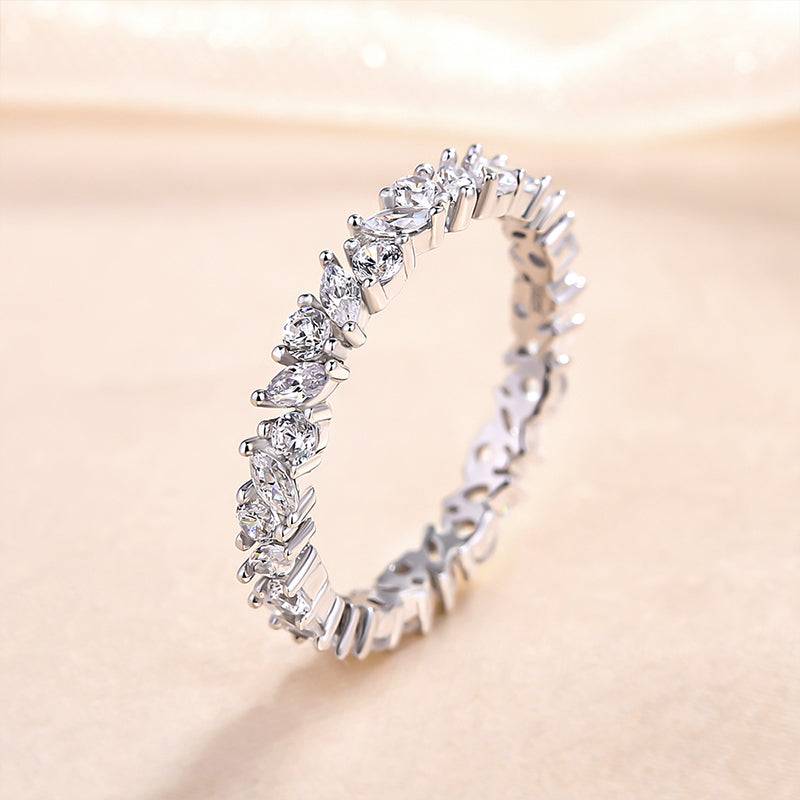 Louily Fashion Design Marquise Cut & Round Cut Wedding Band In Sterling Silver - louilyjewelry