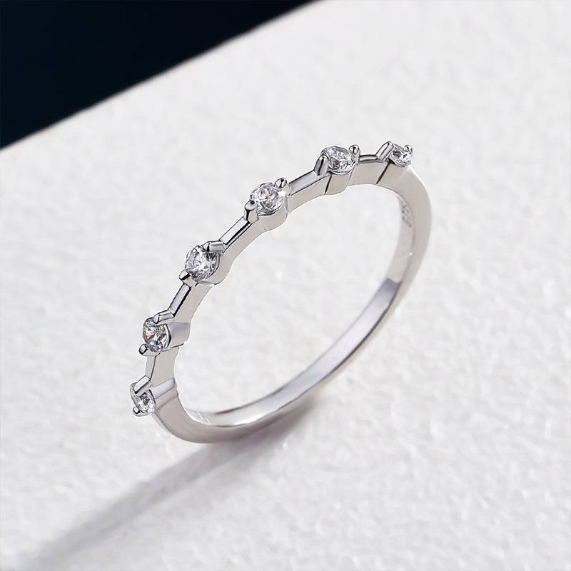 Louily Fashion Design White Gold Round Cut Women's Wedding Band In Sterling Silver - louilyjewelry