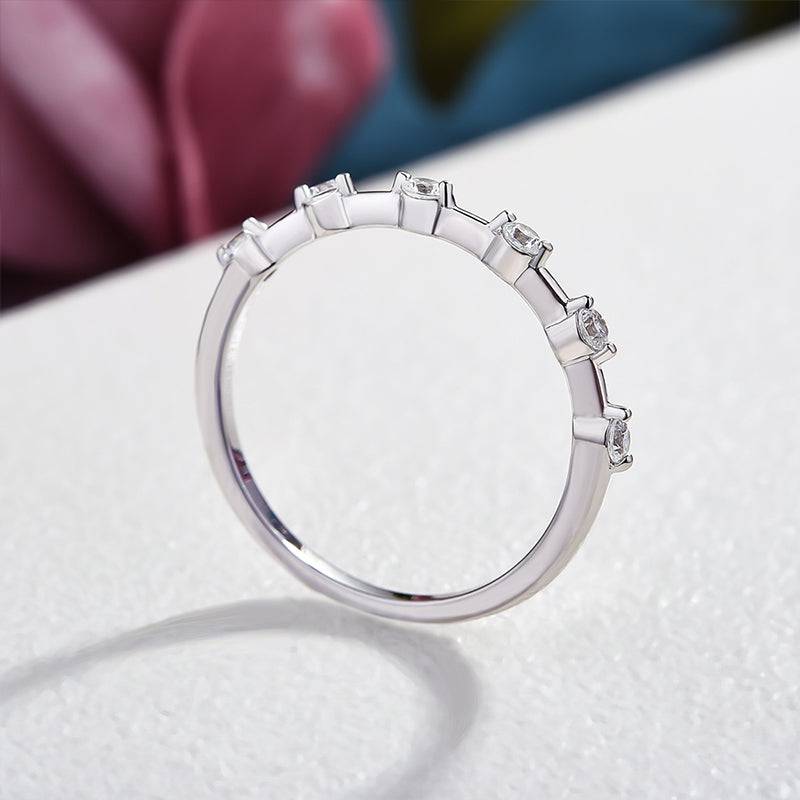 Louily Fashion Design White Gold Round Cut Women's Wedding Band In Sterling Silver - louilyjewelry