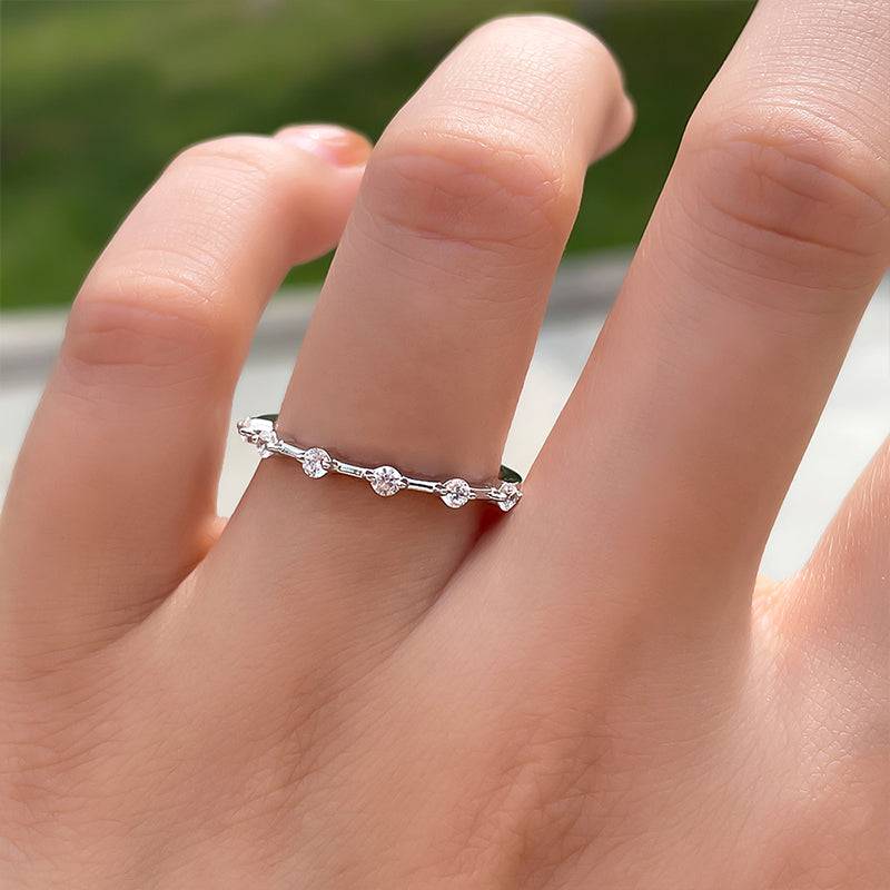 Louily Fashion Design White Gold Round Cut Women's Wedding Band In Sterling Silver - louilyjewelry