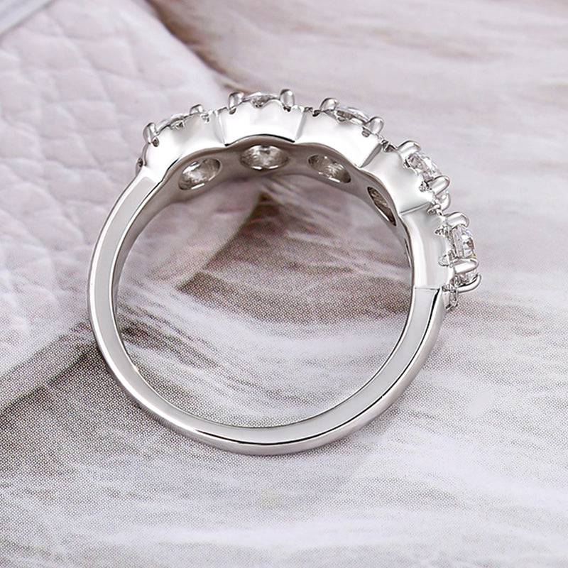 Louily Fashion Halo Five Stone Anniversary Ring In Sterling Silver - louilyjewelry