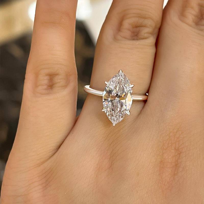 Louily Fashion Marquise Cut Women's Engagement Ring In Sterling Silver - louilyjewelry