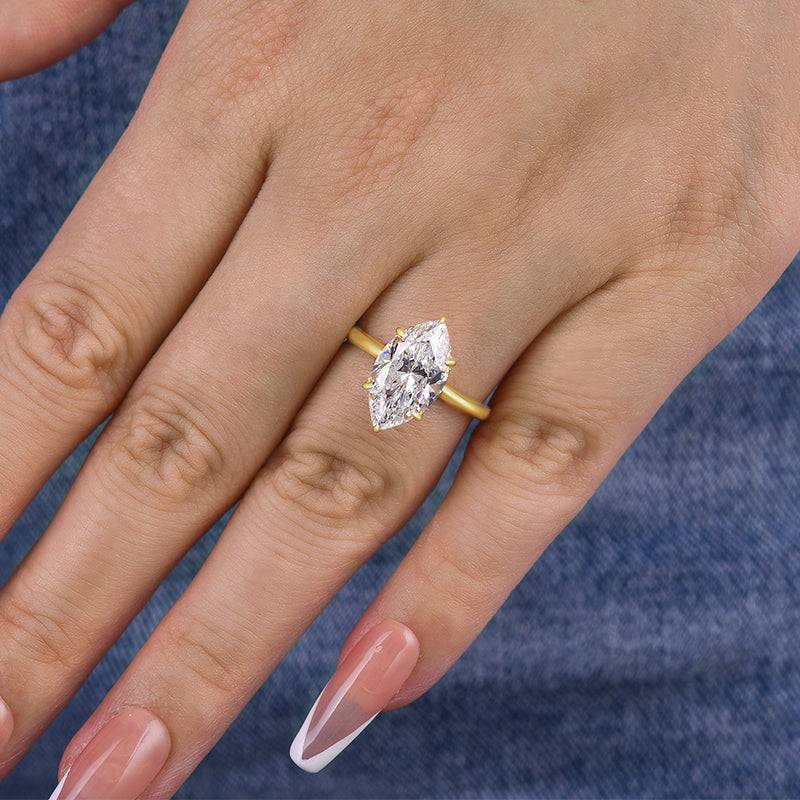 Louily Fashion Marquise Cut Women's Engagement Ring In Sterling Silver - louilyjewelry