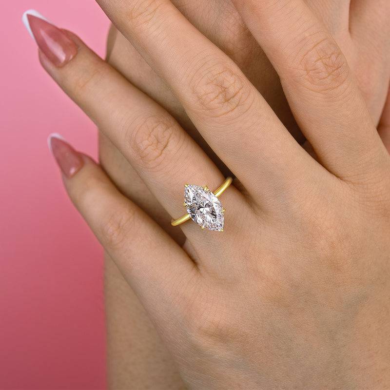 Louily Fashion Marquise Cut Women's Engagement Ring In Sterling Silver - louilyjewelry