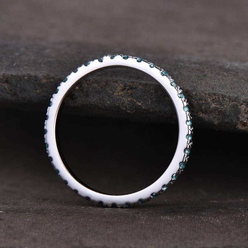 Louily Full Eternity Paraiba Tourmaline Women's Wedding Band In Sterling Silver - louilyjewelry