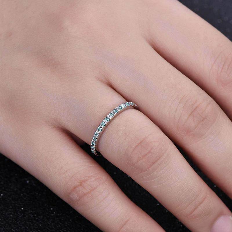 Louily Full Eternity Paraiba Tourmaline Women's Wedding Band In Sterling Silver - louilyjewelry