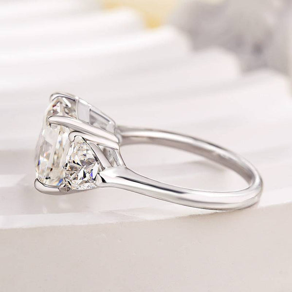 Louily Glittering Crushed Ice Radiant Cut Three Stone Engagement Ring