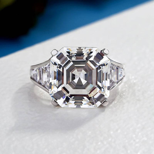 Louily Gorgeous Asscher Cut Women's Engagement Ring In Sterling Silver