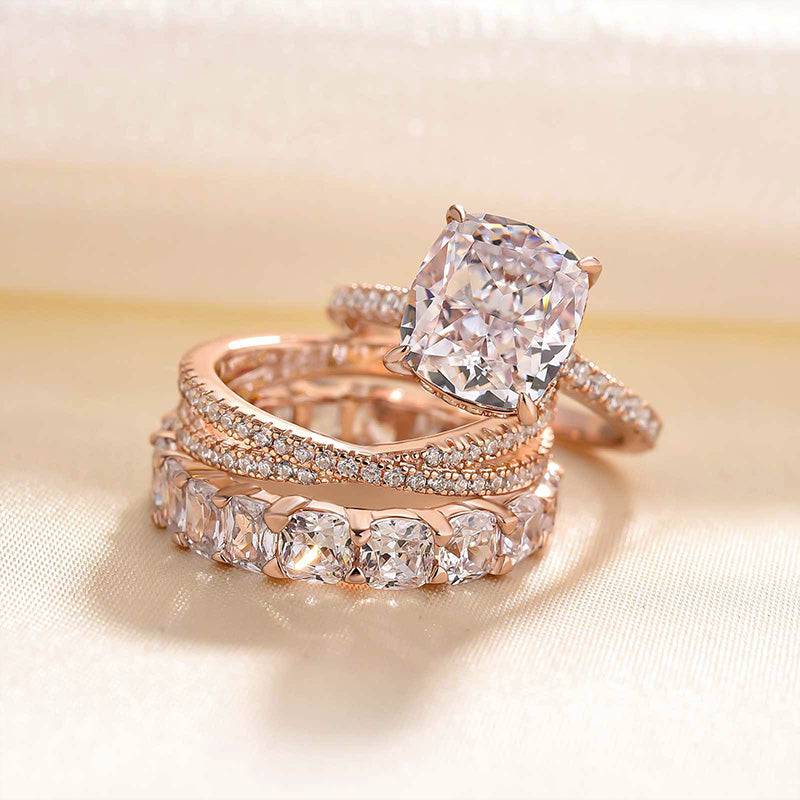 Louily Gorgeous 4.5Ct Cushion Cut 3PC Wedding Ring Set In Sterling Silver - louilyjewelry