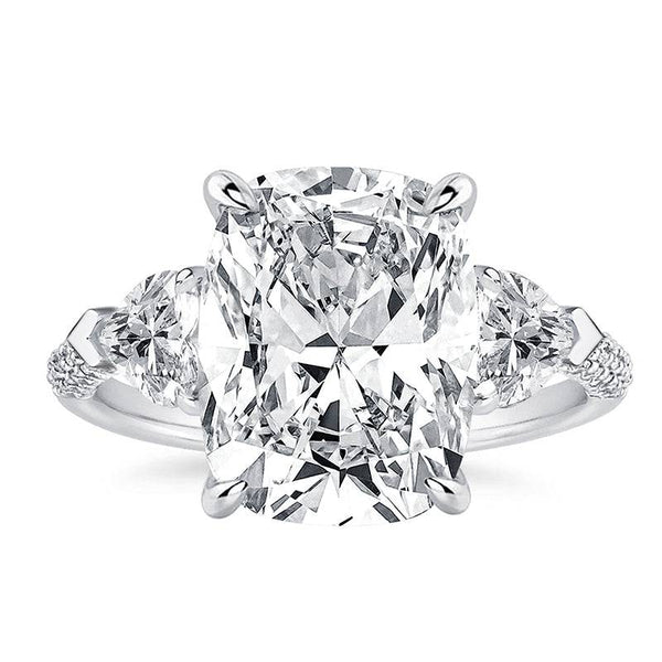 Louily Gorgeous Cushion Cut Three Stone Engagement Ring In Sterling Silver