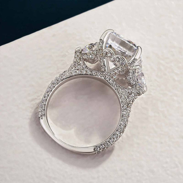 Louily Gorgeous Cushion Cut Three Stone Engagement Ring In Sterling Silver