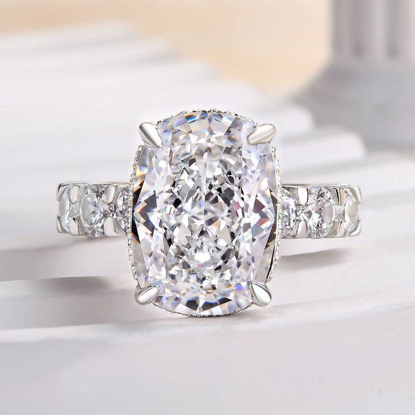 Louily Gorgeous Elongated Crushed Ice Cushion Cut Engagement Ring